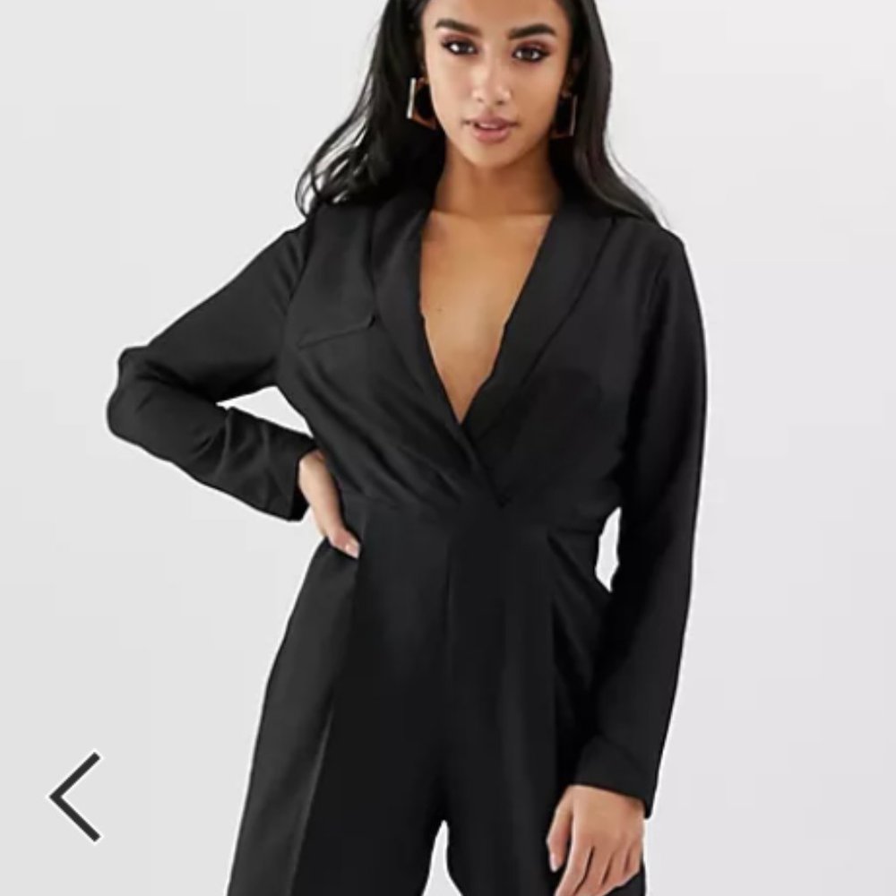 Asos DESIGN Petite Tux Jumpsuit - Black US 4